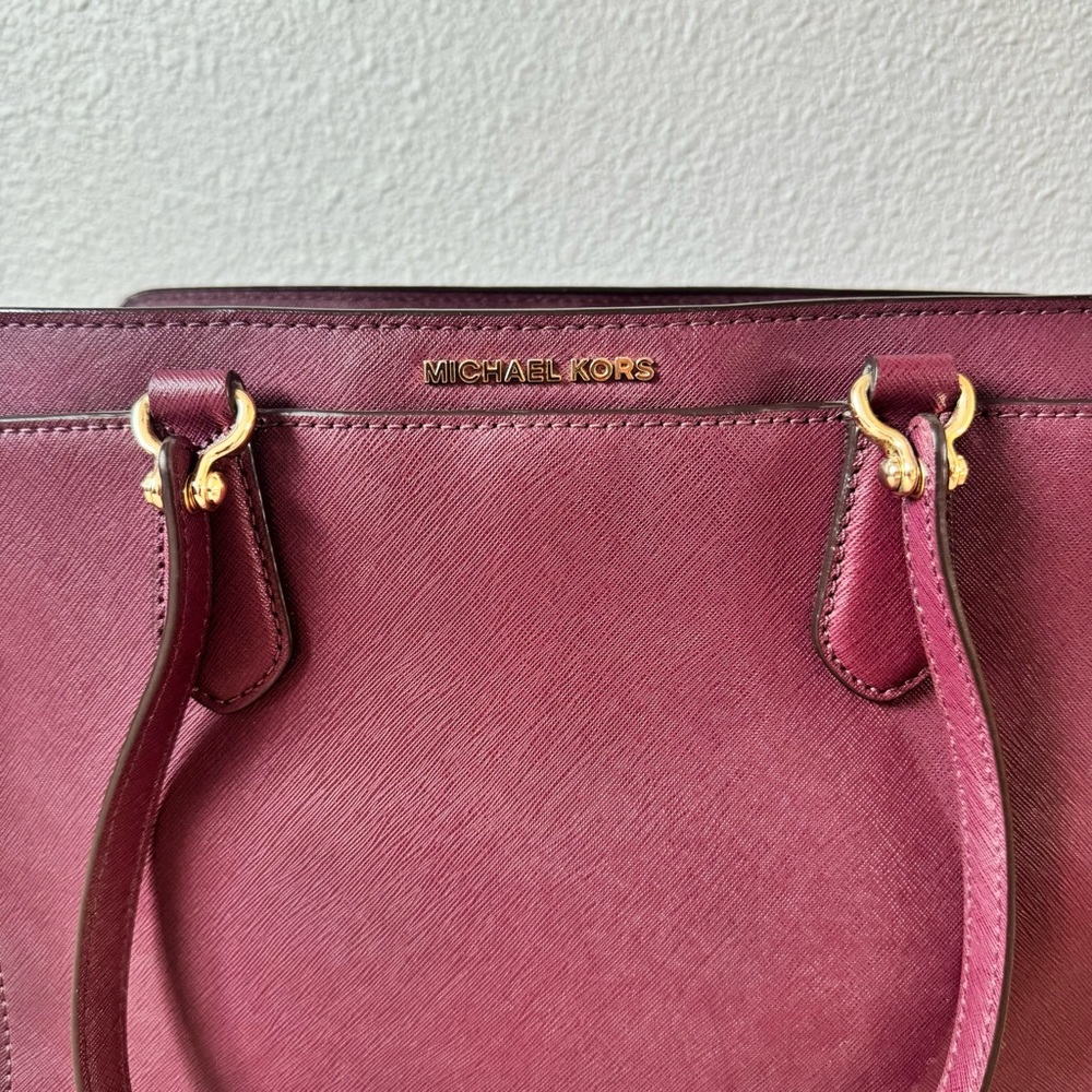 MICHAEL Michael Kors Burgundy Dee Dee Convertible Tote Bag - Picture 3 of 14
